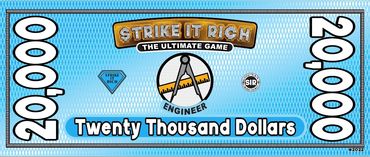 Photo of the Strike It Rich board game $20,000 play money.