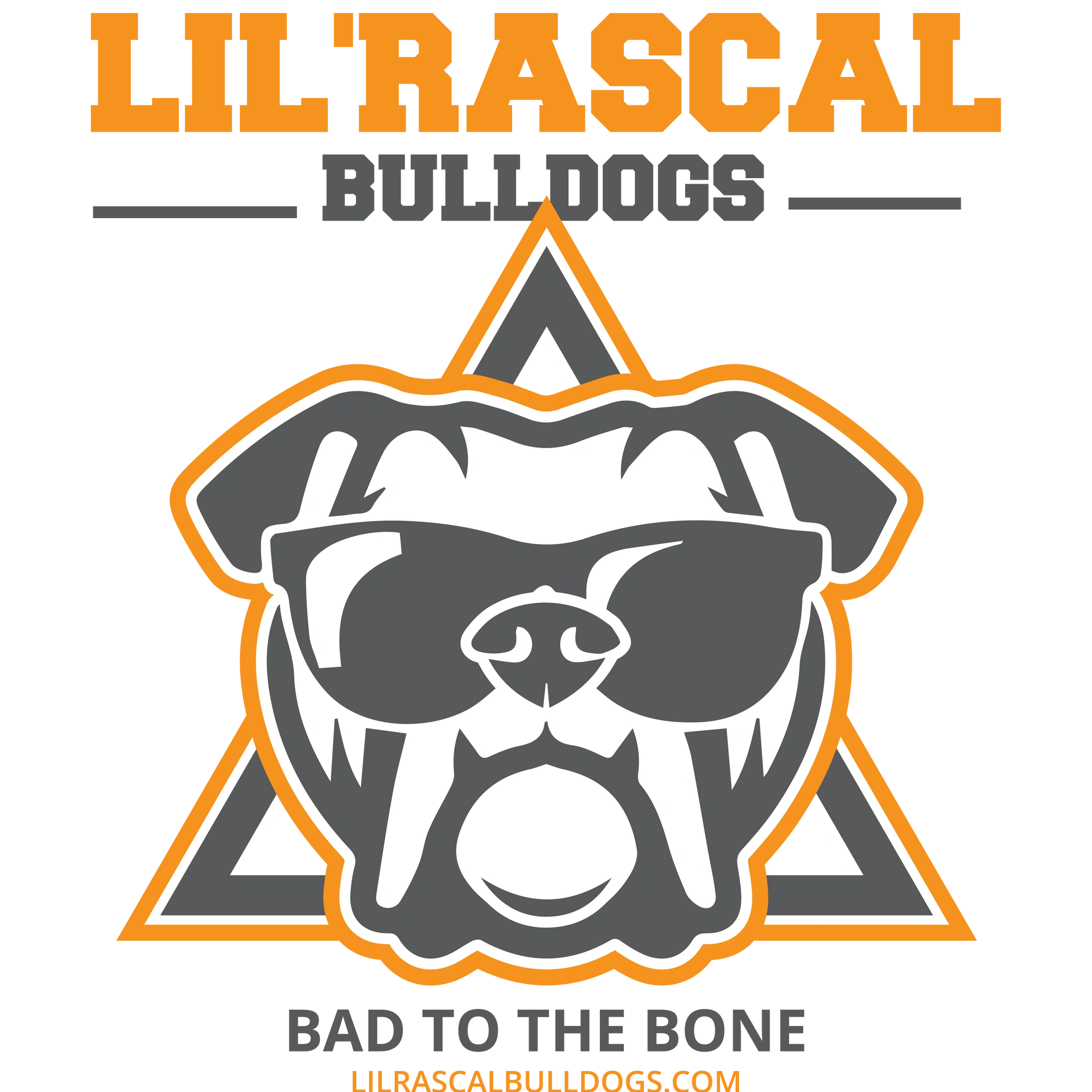 Cool bulldog logo with sunglasses and bold text.