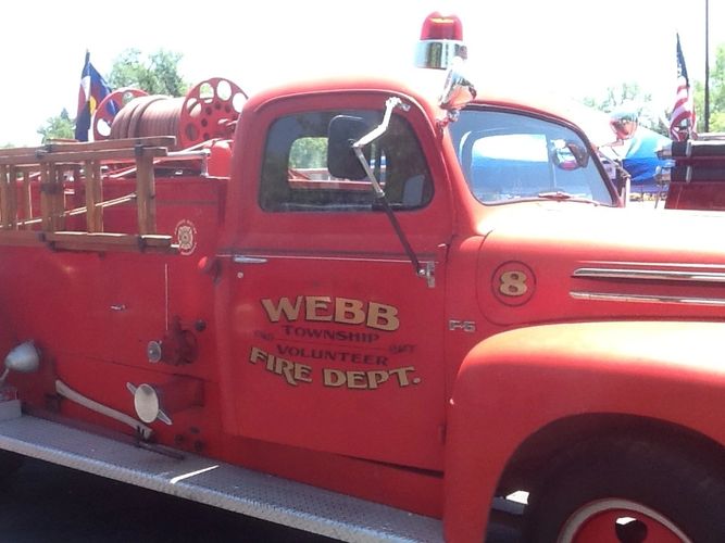1949 Ford/Pirsch, 500 gallon per minute pump, 150 gallon water tank. Truck owned by Pete Webb.