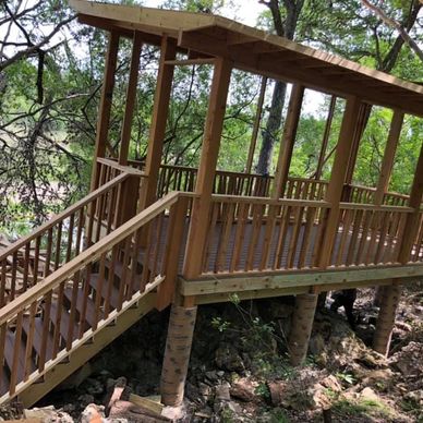 Tiki deck build on top of the rocks