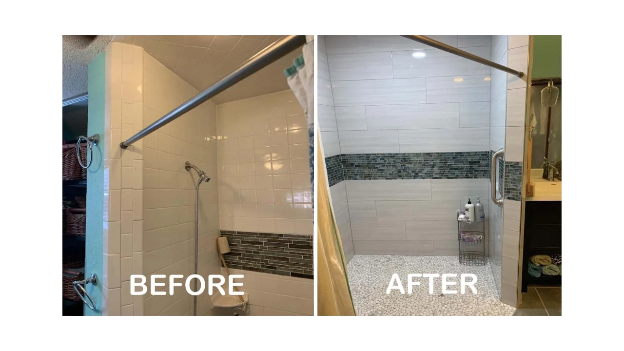 Shower curtain and grab bar installation