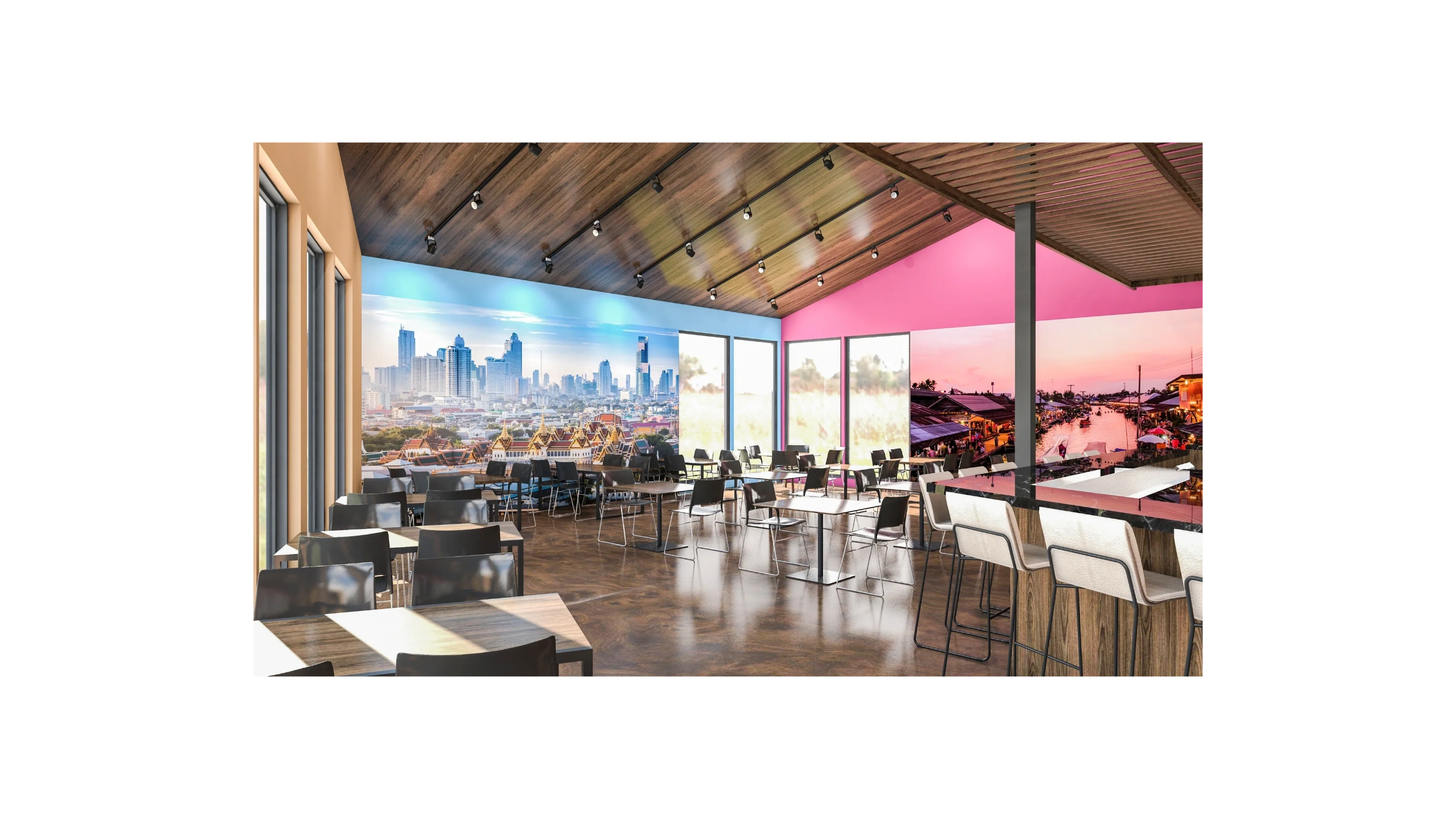 Restaurant interior 3d drawing