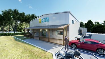 Big parking lot for the event center.