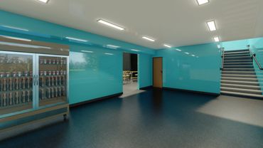 The function room is illuminated.