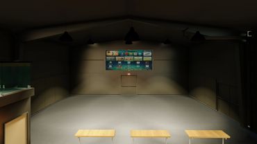 10000 square foot event center with a stage.