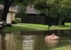 When Harvey turns you street into the Pearland River... You get a tube and a beer and you make the best of it. PEARLAND STYLE!