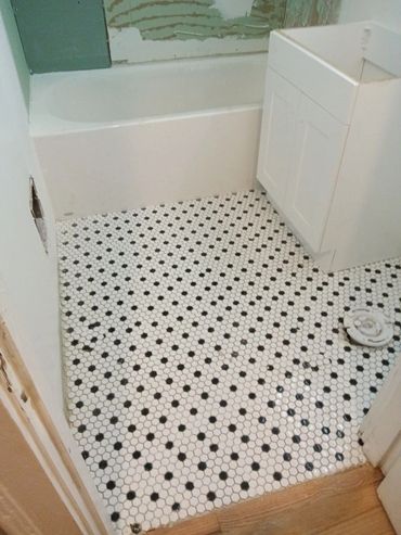 Bathroom floor renovation.