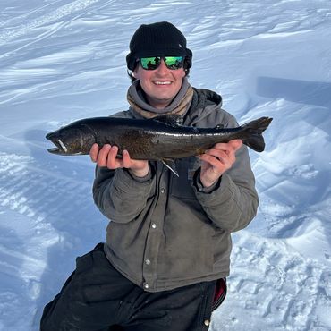 ice fishing for Lake trout in Maine