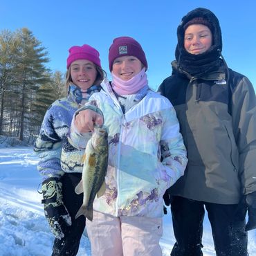 ice fishing for Largemouth Bass in Maine