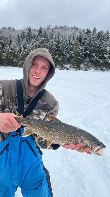 ice fishing for Lake trout in Maine