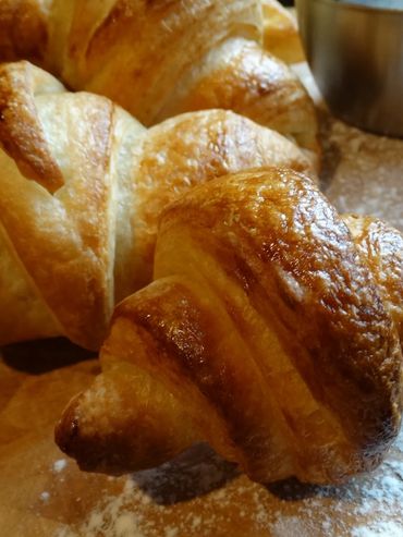 Fresh croissants just out of the oven.