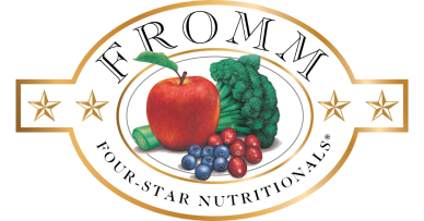 Logo featuring an apple, broccoli, and berries with stars.