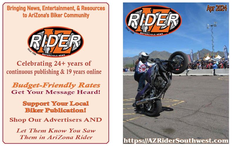 Cover photo of AZ Rider Motorcycle News April 2024 edition. 