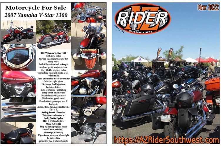 AZ Rider Motorcycle News
November 2022 cover image