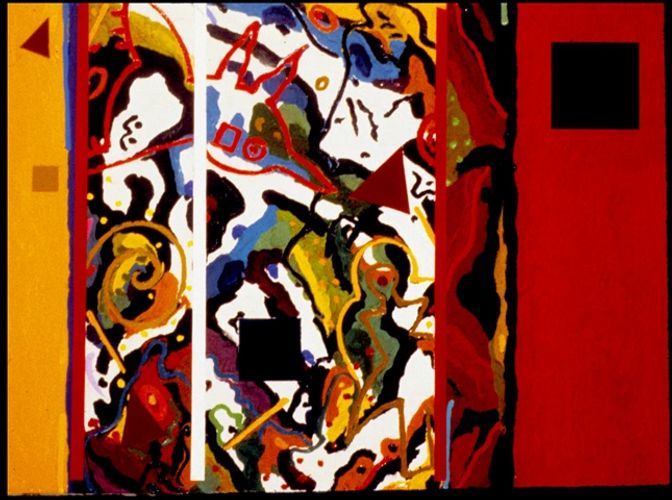Quanta:"Encarpment Spirit" A, MM on Canvas 40" x 54"
1990's Painting inspired by Australian Outback