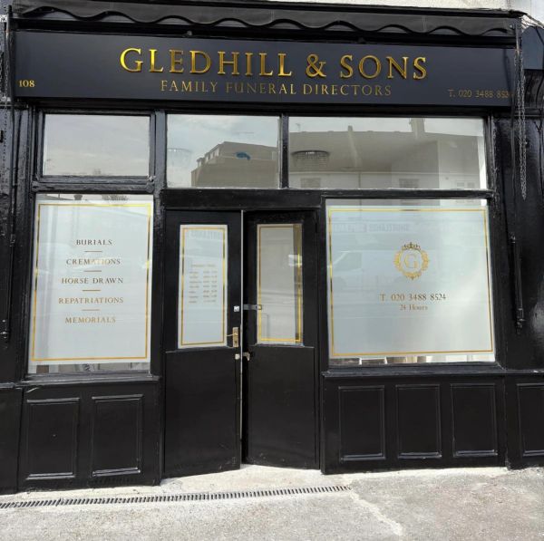 Gledhill & Sons family funeral directors storefront.