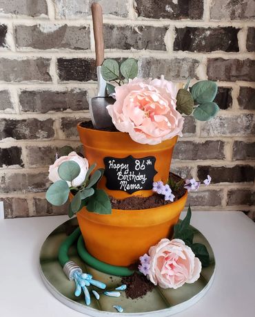 Edible potted flowers birthday cake