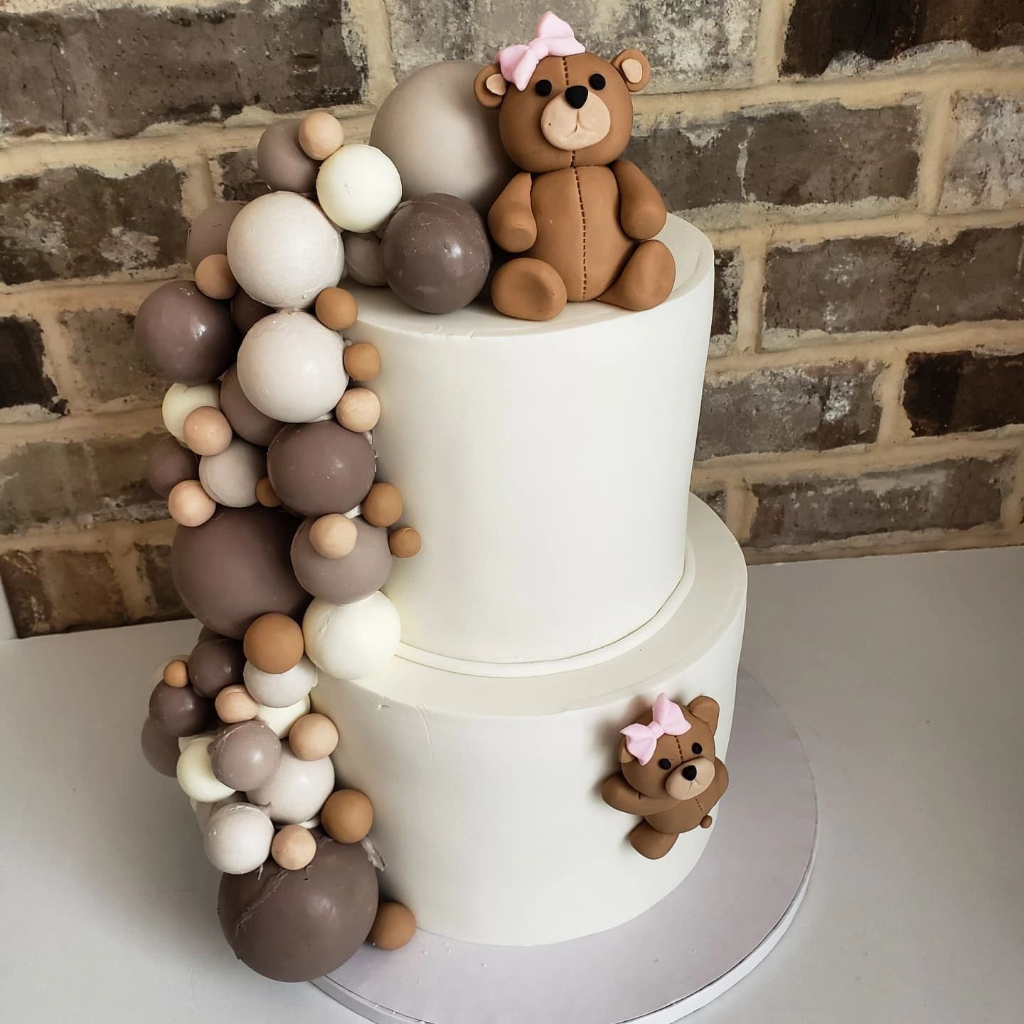 2 tier teddy bear balloon baby shower cake