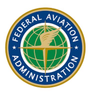 Logo of the Federal Aviation Administration with a globe and winged symbol.