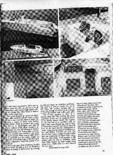 A magazine article showing photos of a boat.
