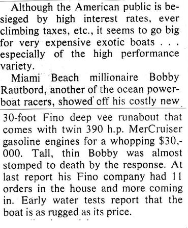 A magazine article about high-speed luxury boats.