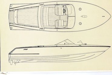 A boat blueprint next to a paragraph of text