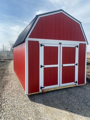 Custom sheds with double doors and metal roof near Cedar Rapids, IA