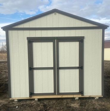 Custom sheds with double doors and metal roof near Cedar Rapids, IA
