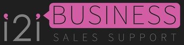 Logo with 'i2i Business Sales Support' in pink and grey on black background.