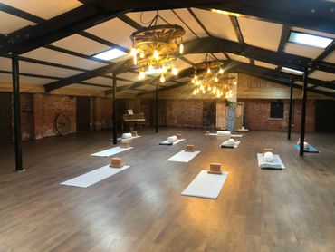 The wedding barn is often used as our larger yoga studio space