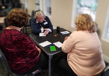 Playing Yahtzee at the Friendship Event 2020 Pioneer Garden Club
