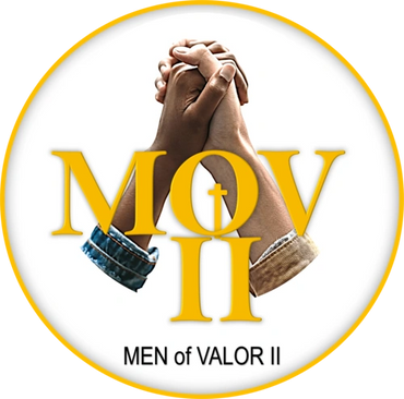 Two hands clasped in unity with 'MOV II' and 'MEN of VALOR II' text.