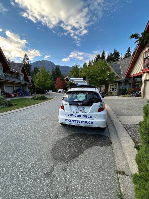 Shiny View service vehicle on site for strata window cleaning in Whistler Creekside.