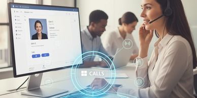 A person using Microsoft Teams phone