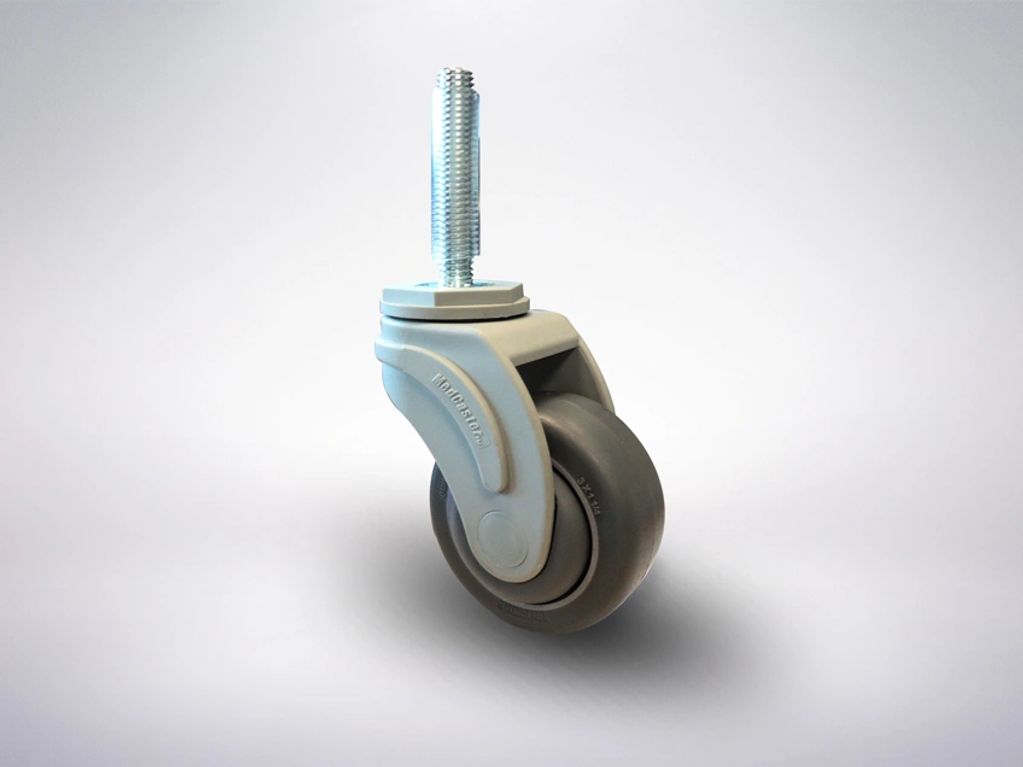 Rodachina giratoria altamente resistente, tenedor en Nylon, rueda antimicrobial, sin freno