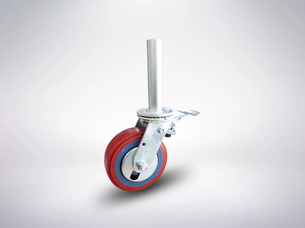 Rodachinas giratorias con freno que impide el giro de la rueda y el tenedor, especial para tuberías 
