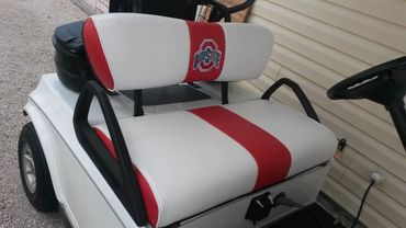 Golf cart cushions custom with sports team logo