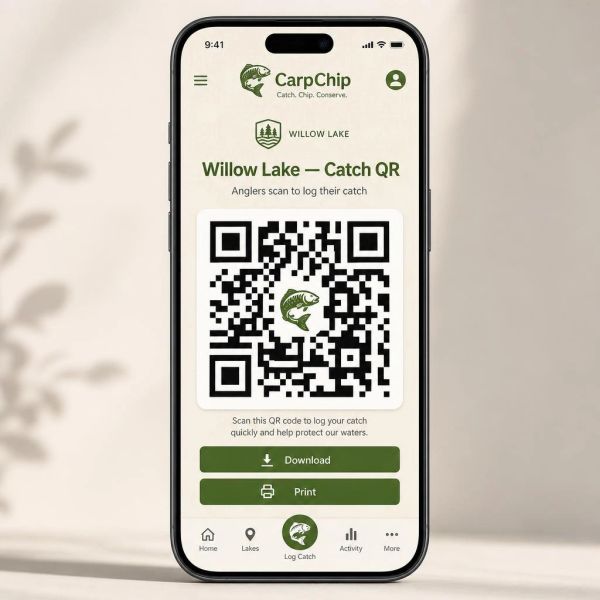 Digital angling app for anglers to log catches in the CarpChip dashboard