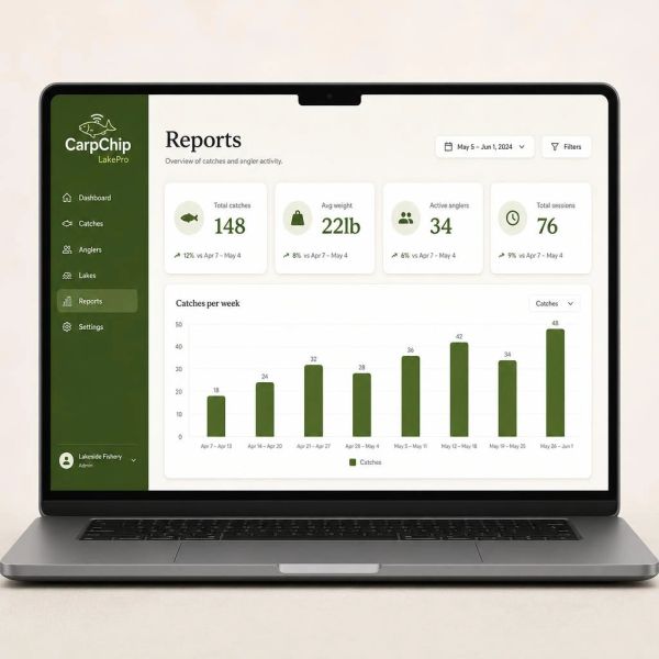 Carpchip lake dashboard to track carp growth trends
