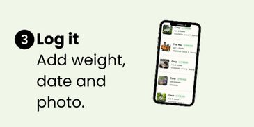 Shot of the carpchip app to register fish on a phone