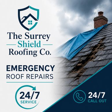 Emergency roof repairs by The Surrey Shield Roofing Co., available 24/7.