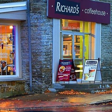 The exterior of Richard's Coffee House.