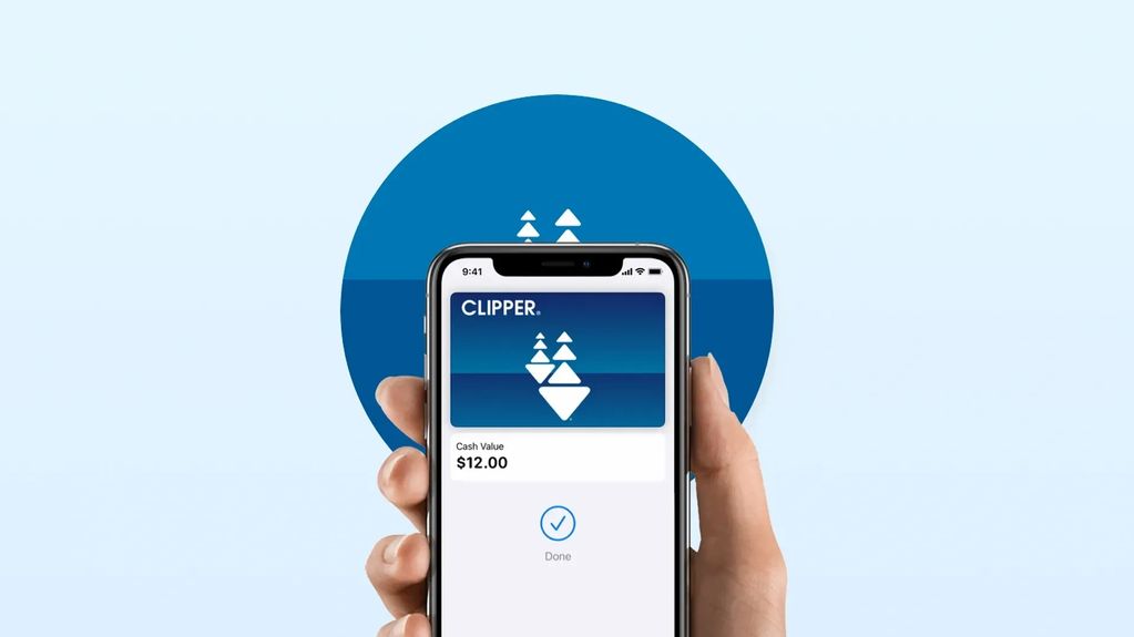 Digital transit Wallet showing Clipper card.