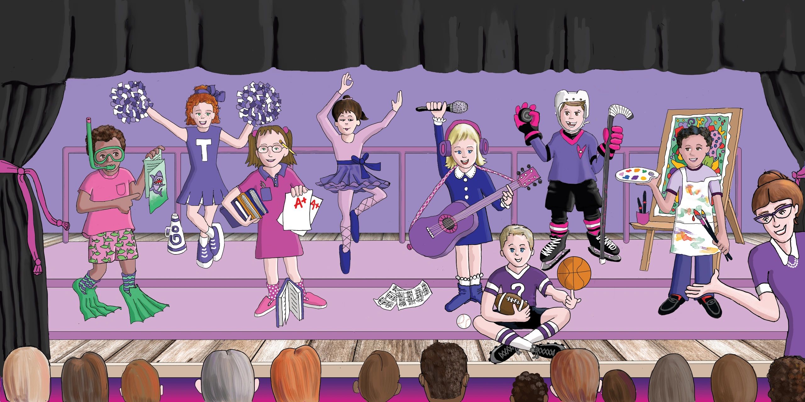 Title: Talent Night. © 2025 Illustration for children's picture book by Laura Brazeau.