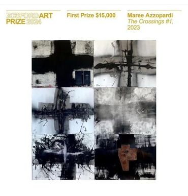 6 cross mixed media works, winning entry for Gosford Art prize 2024 - Maree Azzopardi
