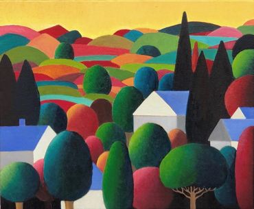 topiary, Jude Rose, colour, garden landscapes, Leura, oil painting