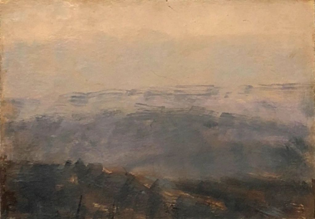 abstract landscape painting in oil, earth pigments & wax, minimalist evocative landscape, Judi Moss