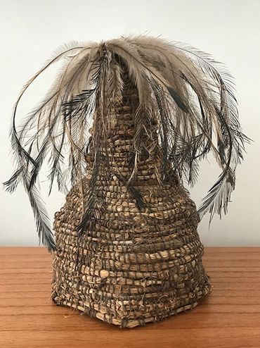 repurposed assemblage sculpture, Emu feather sand spinifex, Lou Nade, Rex Livingston, tribal, 