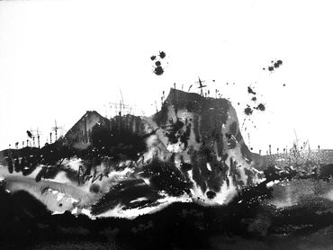 abstract landscape, Maree Azzopardi, ink, Rex-Livingston, monochromatic