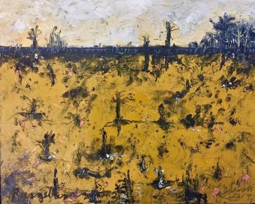 Australian landscape painting, Maree Azzopardi, Rex-Livingston, abstract landscape, oil stick